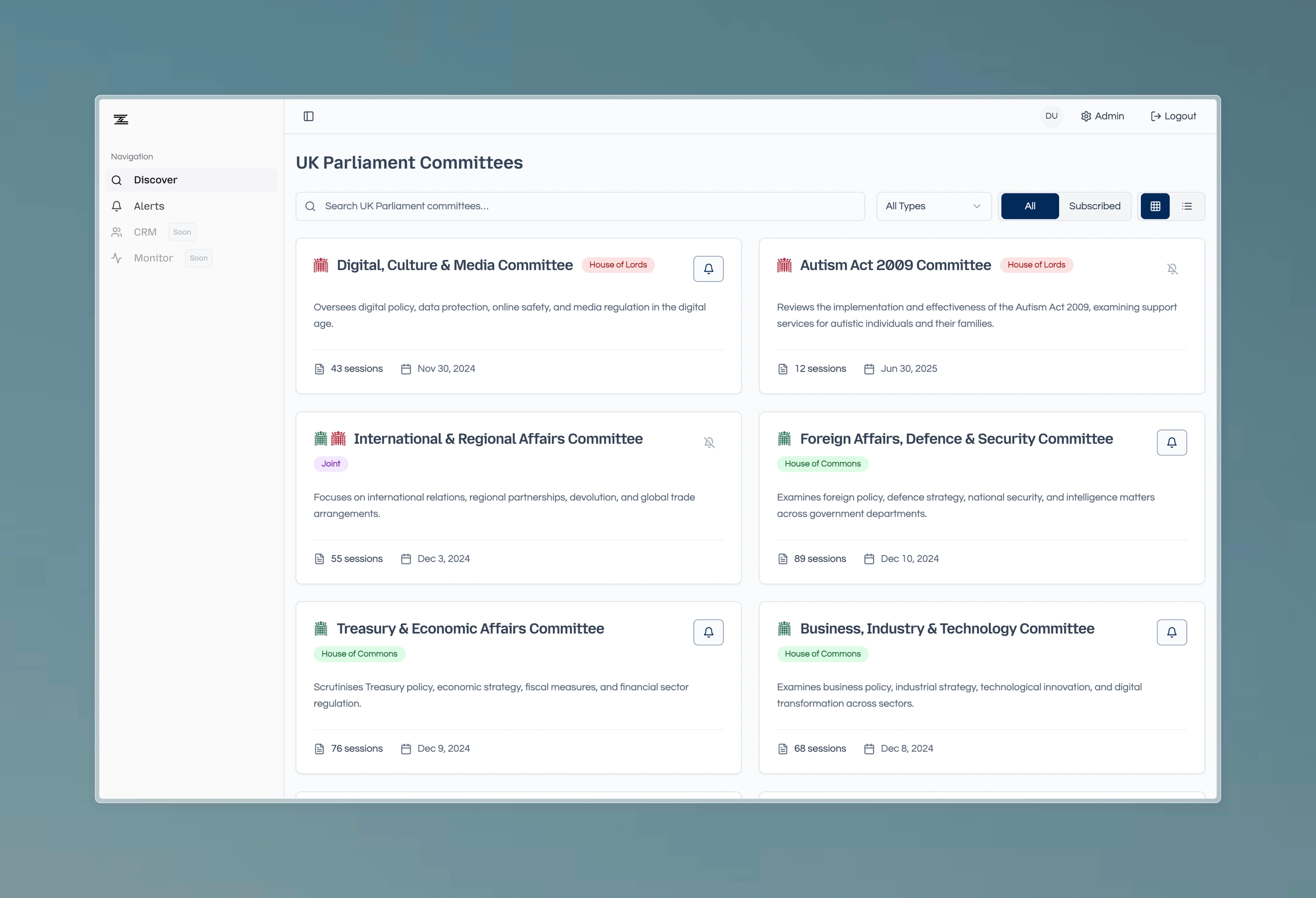 Instant Committee Transcription interface screenshot